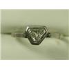 Image 1 : A diamond solitaire ring set with a triangular stone in white metal (tests platinum), size M<b...