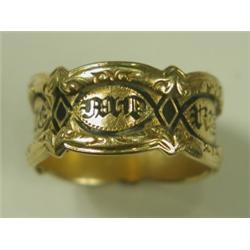 An 18ct gold and enamel Georgian memorial ring, inscribed to inside shank: "James Forster, die...