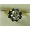 Image 1 : A diamond and sapphire cluster ring set with an old mine cut stone of approx 1.25cts set in, 1...