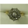Image 1 : An old cut diamond 10 stone cluster ring set in yellow white metal (tests gold) size M Est....