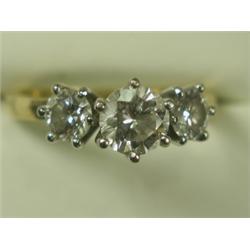 A 3-stone diamond ring (total approx 2cts), set in 18ct gold, size Q Est. 1750/1950...