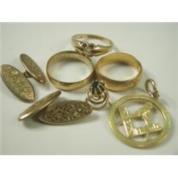 Six items of jewellery - an 18ct gold old cut diamond solitaire ring, an emerald stud, a pair...