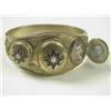 Image 1 : A Victorian memorial hinged bangle with 3 double photo lockets to the top, each set with a cul...