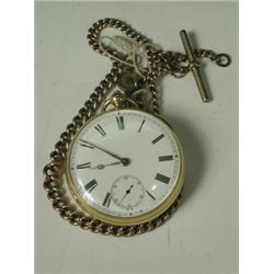 A 9ct gold watch chain and an 18ct gold pocket watch Est. 300/350...