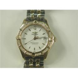 A ladies Breitling Perpetual Sirus watch with a mother of pearl dial, 18ct gold diamond set be...