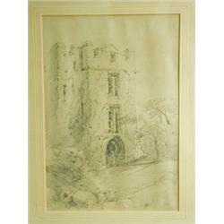 Attributed to John Burgess ARWS (1815-1874) A MOORLAND PATH Pencil sketch, 16 x 29cm; and a...