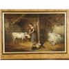 Image 1 : Circle of William Bromley (fl. 1835-1888) A GIRL IN A STABLE FEEDING A CALF BESIDE A COW AND A...