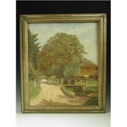 Jane Moncur (1890-1983) A LANE IN CLAVERING, ESSEX Signed, oil on canvas 61 x 51cm (see bio...