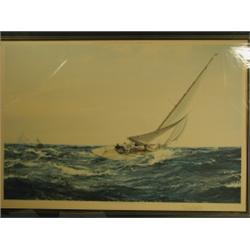 After Montague Dawson 'A WINNING TACK' Limited edition reproduction, signed in pencil Es...
