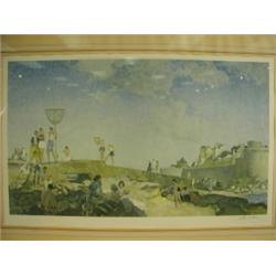 Sir William Russell Flint R.A., RWS FIGURES ON A BEACH Limited edition reproduction, printe...