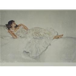 Sir William Russell Flint R.A., RWS "STUDY IN WHITE" Limited edition reproduction, printed...