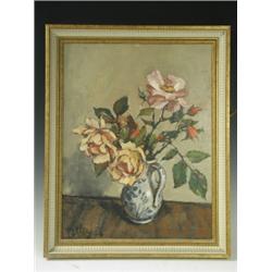 Llewellyn Petley-Jones (Canadian School, 1908-1986) STILL LIFE OF ROSES IN A VASE Signed, '...