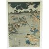Image 2 : Two Japanese coloured woodblock prints of battle, a group of figures; and a print a print of a...