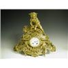 Image 1 : A Victorian gilt bronze mantel clock, with a figure of a harvester, and a striking French drum...