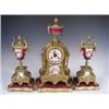 Image 1 : A late l9th Century French gilt metal and porcelain clock garniture with Japy & Co., movement,...