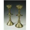 Image 1 : A pair of 19th Century brass 'Gothic' candlesticks, after Pugin, with twist turned stems, moun...
