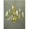 Image 1 : A brass 9 branch electrolier, in 18th Century style, 62cm high Est. 150/250...