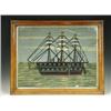 Image 1 : A 19th Century woolwork picture of a frigate, 52.5 x 62.5cm Est. 500/800...