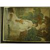 Image 1 : An early 19th Century woolwork picture of a girl and a dog, the girl with a painted silk face,...