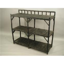 An unusual rustic twig stand with three shelves, 107 x 36 x 96cm high Est. 250/350...