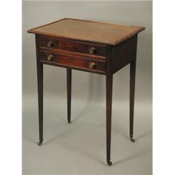 A George III mahogany occasional table with two drawers, on slender square tapering legs Es...