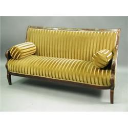 A 19th Century mahogany Empire sofa with gilt brass mounts and scrolled arms, 170cm Est. 40...