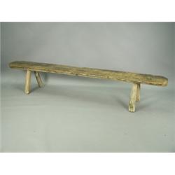 An oak vernacular form, with trough joined chamfered legs, and adze marks to the underside. 24...
