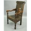 Image 1 : An 18th Century and later oak Wainscot chair, period and later carved decoration. 102.5cm high...