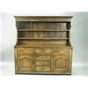 Image 1 : A late 18th Century oak country dresser, with a reduced and altered plate rack over three frie...