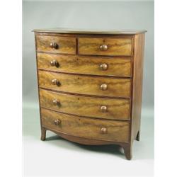 A Victorian mahogany bow front chest of 2 short and 4 long drawers, 107cm Est. 500/700...