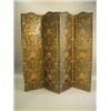 Image 1 : A Victorian four fold draught screen decorated with coloured embossed paper flower design pane...