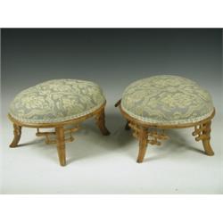 A pair of Regency period oval bamboo effect footstools, each on 4 short legs Est. 150/250...