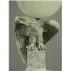 Image 2 : An unusual Irish marble pedestal lamp carved as an eagle supporting an alabaster globe shaped...