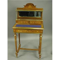 A 20th Century bureau de dame with floral inlay stringing and brass mounts, 65cm wide Est. 800...