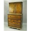 Image 1 : A mid 19th Century colonial padouk wood campaign secretaire cabinet, the upper section with a...