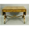 Image 1 : A Regency rosewood and brass inlaid sofa table, the crossbanded and brass string top with roun...