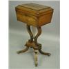 Image 1 : A Regency rosewood and brass inlaid teapoy, the lid of fielded form opening to reveal four lid...