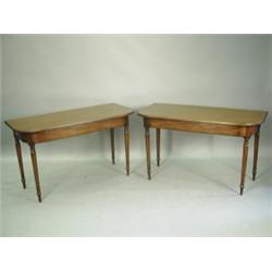 A pair of mahogany dining table D ends on turned legs, 121cm wide Est. 500/700...