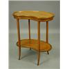 Image 1 : An Edwardian satinwood, inlaid and crossbanded two tier kidney shape occasional table, 62cm wi...