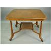 Image 1 : A late Victorian satinwood centre table, the square top with strung and crossbanded decoration...