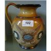 Image 1 : A Doulton Lambeth Stoneware Jug, Bitter Must Be The Cup, But A Smile Will Not Sweeten, (small chi...