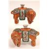 Image 1 : A Pair of Chinese Famille Rose Elephant Candlesticks, decorated in enamel colours, with birds, an...