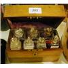 Image 1 : A Victorian Mahogany Apothecary's Box, with seven glass bottles and stoppers, 19 cm £30 - 40...