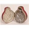 Image 1 : A Victorian Cut Glass Scent Bottle, with white metal mount, in a Morocco leather outer case  See...