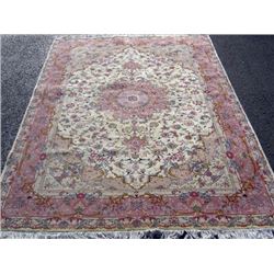 Silk blend baby lamb's wool pile Tabriz rug