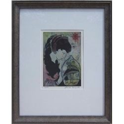 Vintage limited edition lithograph with gallery framed