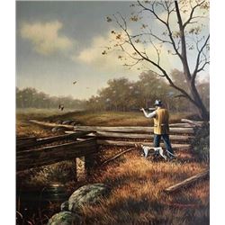 Finely executed duck hunting painting by Ruth Hayward