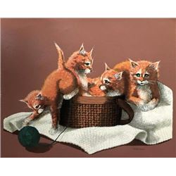 Simply serene kittens original oil on canvas painting