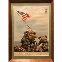 Marines on MT. Suribachi, print and first issue stamp