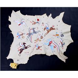 Cherokee Battle Story Painted Hide by Bluewater